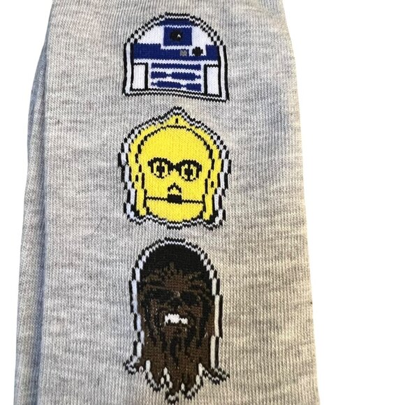 NWT Star Wars Socks Men's Large Obi-Wan Chewbaccca R2D2 Novelty Gift Gray - Picture 2 of 8